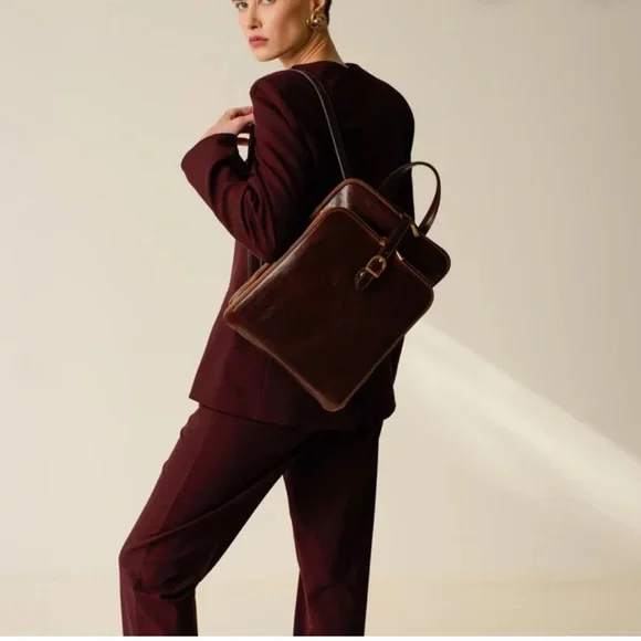 Vintage GRUPPO GIORGIO 1966 Made in Italy Brown Leather Convertible Backpack - Picture 3 of 16